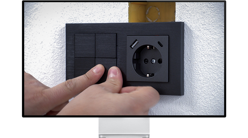 71 Deep Serie Installation - Push button with thermostat and electrical socket for 2-seater plate