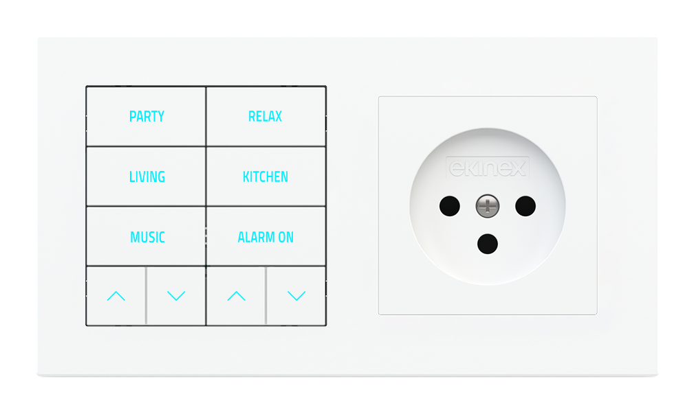 10-fold pushbutton with backlit text/symbols, proximity sensor and socket point for 2-fold plate (60x55 mm module) - IL