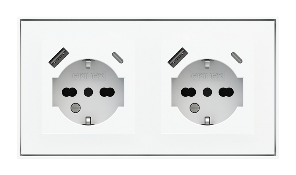 Socket Point for 2-Fold Plate (55x55 mm Modules) - IT USB