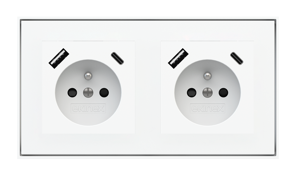 Socket Point for 2-Fold Plate (55x55 mm Modules) - FR USB