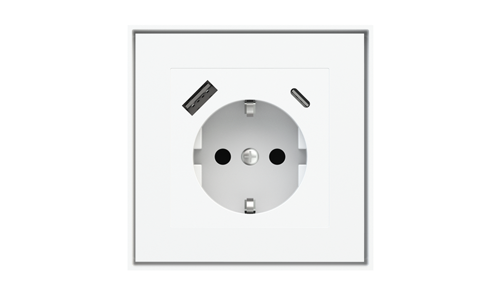 Square Socket Point (55x55 mm Module) - Schuko USB