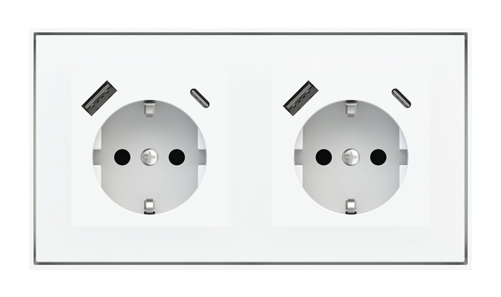 Socket Point for 2-Fold Plate (55x55 mm Modules) - Schuko USB