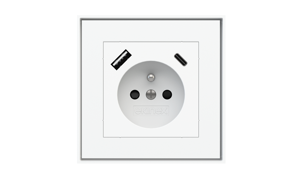 Square Socket Point (55x55 mm Module) - FR USB