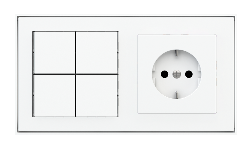 Prizli Kullanım İçin 2'li Plaka Temel Buton (LED'siz, 60x55 mm Modül) - Teknopolimer: Saf Beyaz (RAL 9016) - GAR