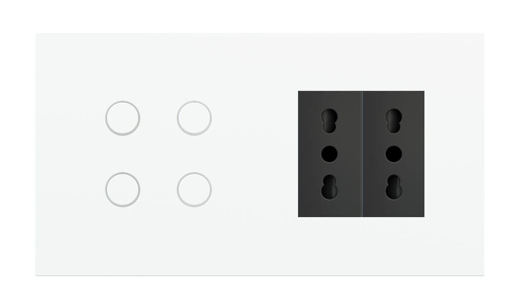 4 Butonlu ve Elektrik Prizi - 45x45 mm Modüllü Dikdörtgen Proxima Çözümü